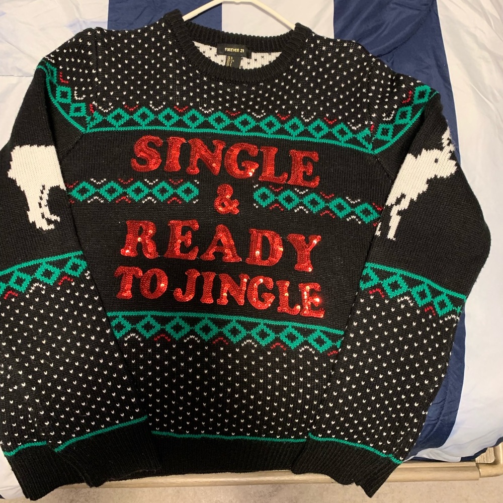 “Single and Ready to Jingle” Ugly Sweater - Large